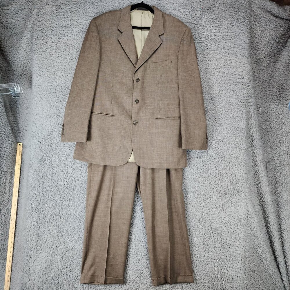 Daniel Gray 2 Piece Suit Mens 44L 39x32 Brown 100% Wool Long Sleeve Jacket Pants